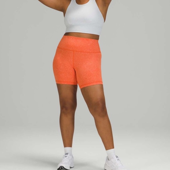 LULULEMON NWT WUNDER TRAIN HIGH RISE BIKE SHORT 6” CRUNCH WARM CORAL 0 14 - Picture 3 of 8